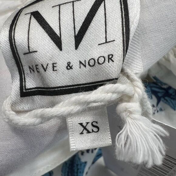 Neve & Noor NWT Elle Fleur De Saphir Midi Dress White and Blue Size XS - Picture 9 of 11